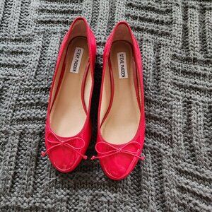 Steve Madden, Shoes, Ballet Flats, Small Heel, Red/Cherish, Bow, Womens 9.5
